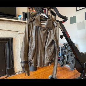 Andrew Marc real leather moto jacket , grey